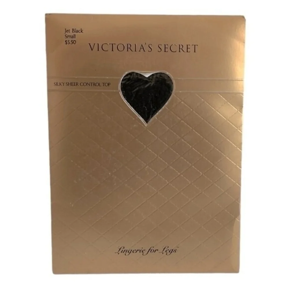 Victoria's Secret Silky Sheer Control Top Pantyhose Jet Black Size S Nylon NIB